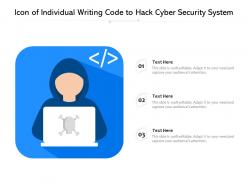 Icon of individual writing code to hack cyber security system
