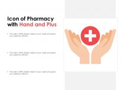 Icon of pharmacy with hand and plus