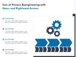 Icon of process reengineering with gears and rightward arrows