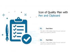 Icon of quality plan with pen and clipboard