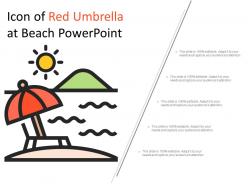 Icon of red umbrella at beach powerpoint