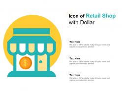 Icon of retail shop with dollar
