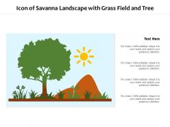Icon Of Savanna Landscape With Grass Field And Tree