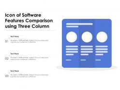 Icon of software features comparison using three column