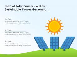 Icon of solar panels used for sustainable power generation Icon of solar panels used for sustainable power generation