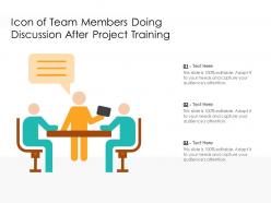 Icon of team members doing discussion after project training