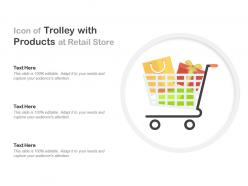 Icon of trolley with products at retail store
