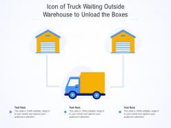 Icon of truck waiting outside warehouse to unload the boxes