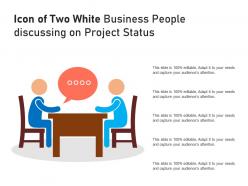 Icon of two white business people discussing on project status