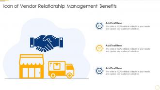 Icon Of Vendor Relationship Management Benefits