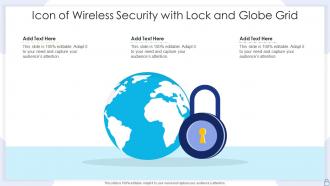 Icon of wireless security with lock and globe grid