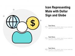 Icon representing male with dollar sign and globe