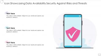 Icon showcasing data availability security against risks and threats