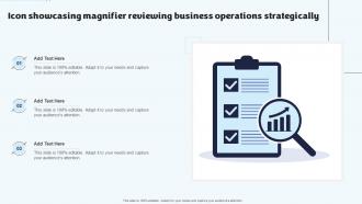 Icon Showcasing Magnifier Reviewing Business Operations Strategically