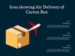 Icon showing air delivery of carton box