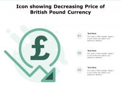 Icon showing decreasing price of british pound currency