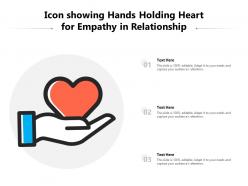 Icon showing hands holding heart for empathy in relationship