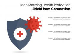 Icon showing health protection shield from coronavirus