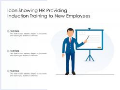 Icon showing hr providing induction training to new employees
