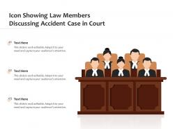 Icon showing law members discussing accident case in court
