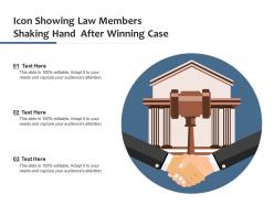 Icon showing law members shaking hand after winning case