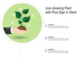 Icon showing plant with plus sign in hand