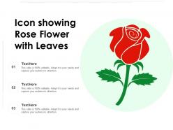 Icon showing rose flower with leaves