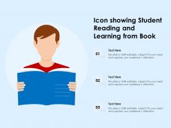 Icon showing student reading and learning from book