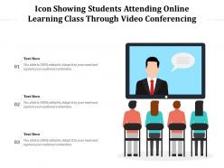 Icon showing students attending online learning class through video conferencing