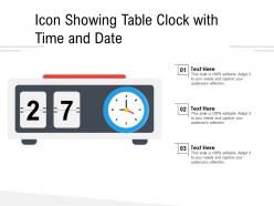 Icon showing table clock with time and date