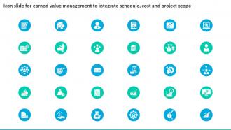 Icon Slide For Earned Value Management To Integrate Schedule Cost And Project Scope