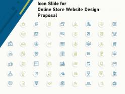 Icon slide for online store website design proposal ppt icon
