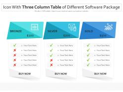 Icon with three column table of different software package