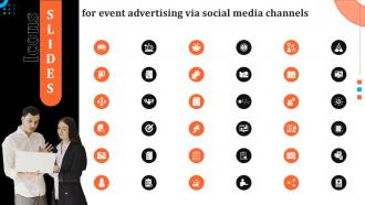 Icons For Event Advertising Via Social Media Channels MKT SS V