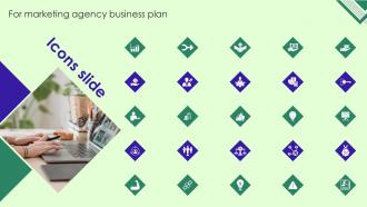 Icons For Marketing Agency Business Plan Ppt Ideas Background Image BP SS