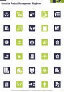 Icons For Project Management Playbook One Pager Sample Example Document