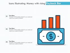 Icons illustrating money with rising payback bar