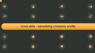 Icons Slide Advertising Company Profile Ppt Powerpoint Presentation File Example