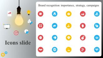 Icons Slide Brand Recognition Importance Strategy Campaigns