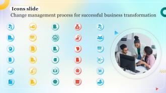 Icons Slide Change Management Process For Successful Business Transformation