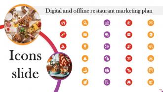 Icons Slide Digital And Offline Restaurant Marketing Plan Ppt Topic