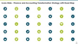 Icons slide finance and accounting transformation strategy with road map