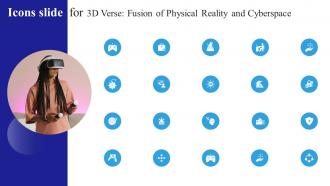 Icons Slide For 3D Verse Fusion Of Physical Reality And Cyberspace AI SS V