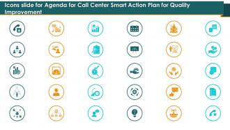 Icons Slide For Agenda For Call Center Smart Action Plan For Quality Improvement Ppt Icon Model