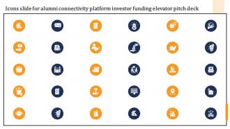 Icons Slide For Alumni Connectivity Platform Investor Funding Elevator Pitch Deck