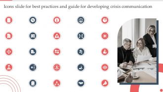 Icons Slide For Best Practices And Guide For Developing Crisis Communication