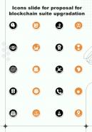 Icons Slide For Blockchain Suite Upgradation One Pager Sample Example Document