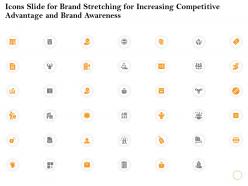 Icons slide for brand stretching for increasing competitive advantage and brand awareness ppt powerpoint file