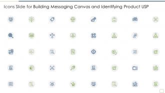 Icons slide for building messaging canvas and identifying product usp