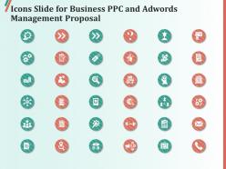 Icons slide for business ppc and adwords management proposal ppt clipart